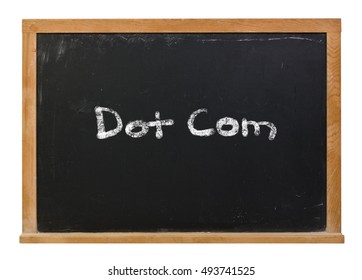 Dot Com Written In White Chalk On A Black Chalkboard Isolated On White