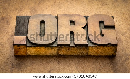 dot org internet domain for a nonprofit organization - text in vintage letterpress wood type blocks
