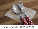 dot patterned spoon and fork