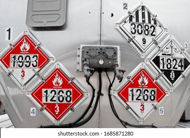 DOT Placards Displayed on the Rear of a Fuel Tanker