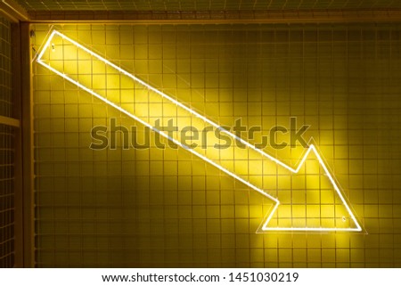 Dots matrix led diplay panel with illuminated symbol of arrow