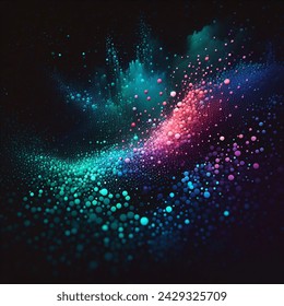 dots under a layer dark black background with teal, pink, birght purple,