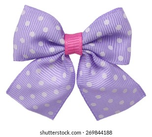 Dotted Hair Bow Tie Lilac With White Spots