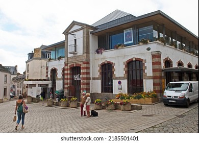 Douarnenez, France - August 2 2022: Built In 1871, The Building Houses  The Main Market, Also Known As Les Halles De Douarnenez, Which Sells Fresh Produce, Meat And Seafood.