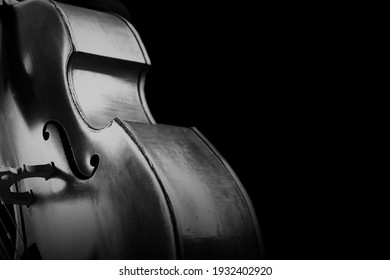 Double Bass. Contrabass Classical Music Instrument. Close Up Cello