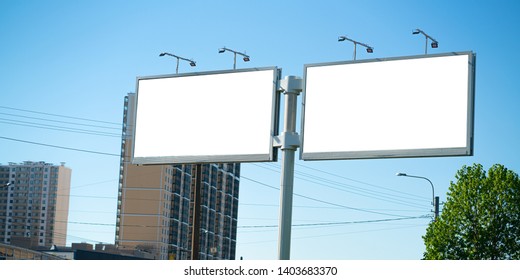 Double Billboard Near The Road In The City