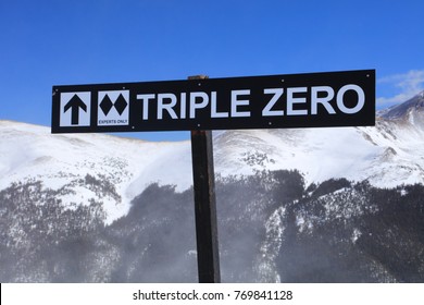 Double Black Diamond Ski Run Sign With Colorado Rocky Mountains In The Background At Copper Mountain