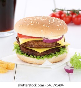 Double Cheeseburger Hamburger Burger Menu Meal Combo Cola Drink Fast Food