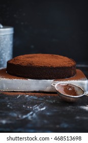 Double Chocolate Pound Cake Dusted With Powder Cacao. 