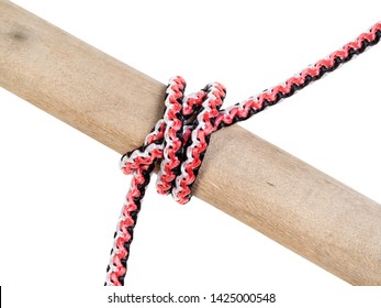 Double Constrictor Knot Tied On Synthetic Rope Cut Out On White Background