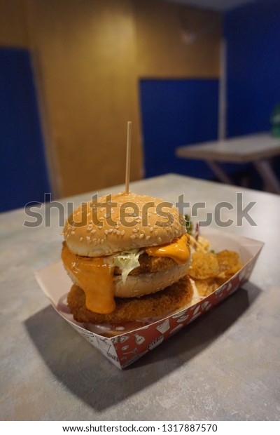 Double Decker Chicken Burger Stock Photo Edit Now 1317887570