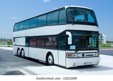 Double Decker White Tour Bus