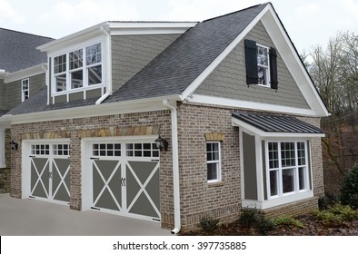  Double Door Garage On The Back Of A Newly Constructed Modern House.