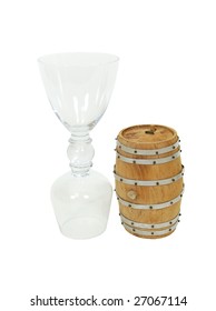 Double Drinking Glass Which Holds A Wine And Brandy Snifter At Each End And An Oak Barrel That Can Hold Either