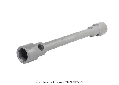 Double Ended Wheel Nut Wrench, Reinforced, Size 32x33 Millimeters Isolated On A White Background