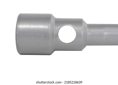 Double Ended Wheel Nut Wrench, Reinforced, Size 32x33 Millimeters Isolated On A White Background Close-up