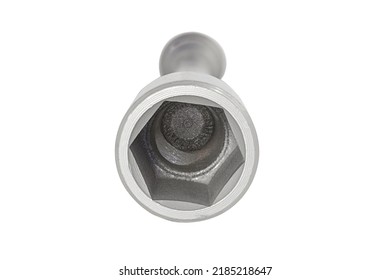 Double Ended Wheel Nut Wrench, Reinforced, Size 32x33 Millimeters Isolated On A White Background Close-up