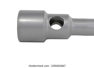 Double Ended Wheel Nut Wrench, Reinforced, Size 32x33 Millimeters Isolated On A White Background Close-up