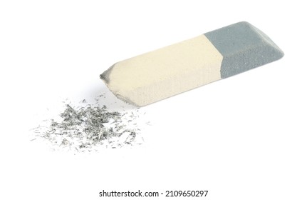 Double Eraser And Crumbs On White Background