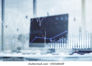 Double exposure of abstract creative financial chart on modern laptop background, research and strategy concept - Shutterstock ID 1933180109