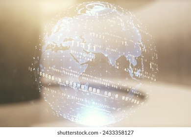 Double exposure of abstract programming language hologram and world map on empty modern office background, research and development concept - Powered by Shutterstock - Get 15% off with code: PIKWIZARD15