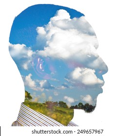 Double exposure of an african-american young business man for ecology concept - Powered by Shutterstock