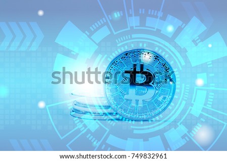 Double Exposure Bitcoin Technology Graphic Design Stock Photo Edit - 