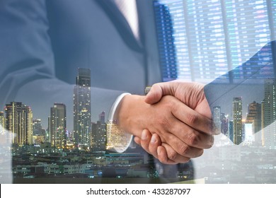 Double exposure of Business handshake ,Investment concept - Shutterstock ID 433287097