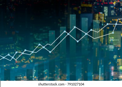 double exposure business trading investment graph on city and credit card background - Shutterstock ID 791027104