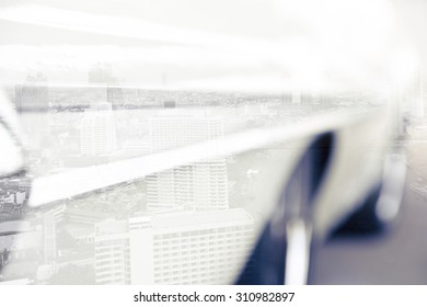 Double Exposure Of Car And Cityscape Background 