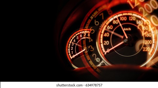 Double Exposure Car Dashboard Speedometer, Speed Concept, No Limit Concept, With Space For Text