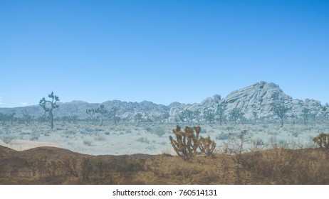 Double exposure composition of Joshua Tree National Park.