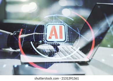 Double Exposure Creative Artificial Intelligence Abbreviation Stock ...