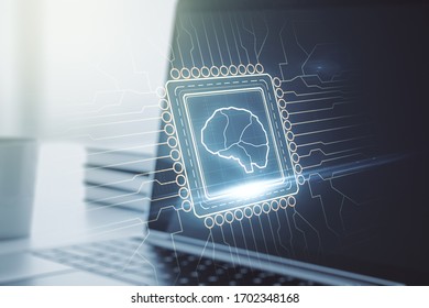 Double exposure of creative human brain microcircuit with computer on background. Future technology and AI concept - Powered by Shutterstock - Get 15% off with code: PIKWIZARD15