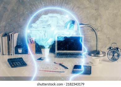 Double Exposure Desktop Computer Brain Drawing Stock Photo 2182343179 ...