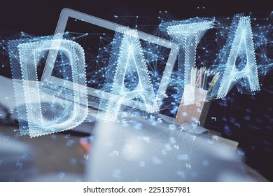 Double exposure of desktop computer and technology theme hologram. Concept of software development. - Powered by Shutterstock - Get 15% off with code: PIKWIZARD15