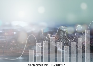 Double exposure of financial graph, coins, bank account and the cityscape with copy space, asset management, finance and banking concept, background for business ideas - Shutterstock ID 1154818987