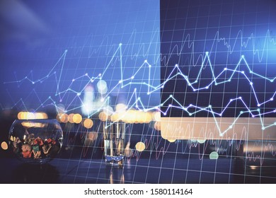 Double exposure of forex graph and work space with computer. Concept of international online trading. - Shutterstock ID 1580114164