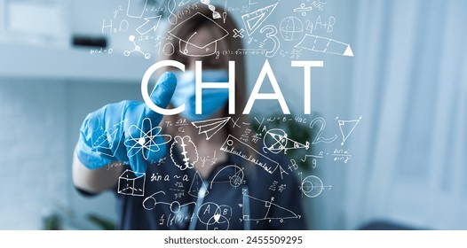 Double exposure of formulas virtual screen chat. Artificial Intelligence