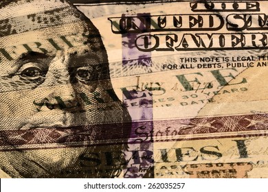 Double Exposure One Hundred Dollar Bill And US Treasury Savings Bond - Finance And Government Concept