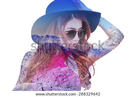 Similar – Image, Stock Photo Cute blonde girl having a sunbath in nature while breath