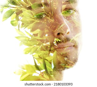 Double Exposure Portrait Of A Man