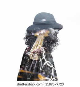 Double Exposure Portrait And Music