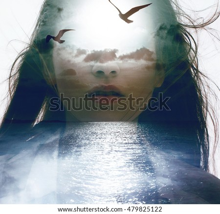 Similar – Image, Stock Photo IN MIND Wind Gale Woman