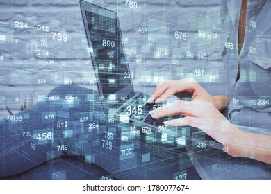 Double exposure of woman hands working on computer and data theme hologram drawing. Tech concept. - Shutterstock ID 1780077674