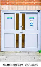 Double Fire Exit Doors In A Public Building In The UK