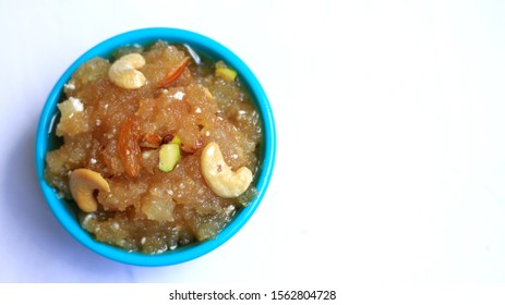 Double Ka Meeta (Bread Halwa) In A Bowl On White Background.