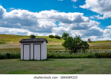 Double Outhouse At Custer House In Fort Abraham Lincoln State Park In North Dakota