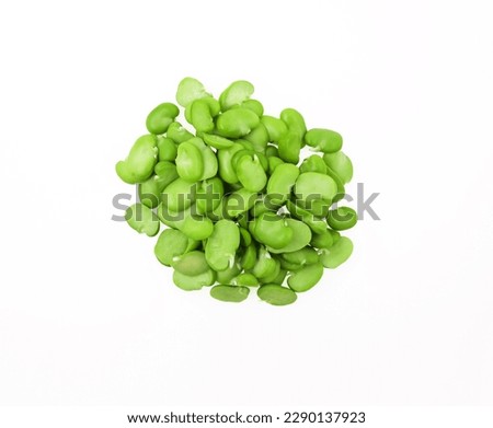 Double peeled broad beans fresh isolated on white background top view