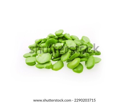 Double peeled broad beans fresh isolated on white background